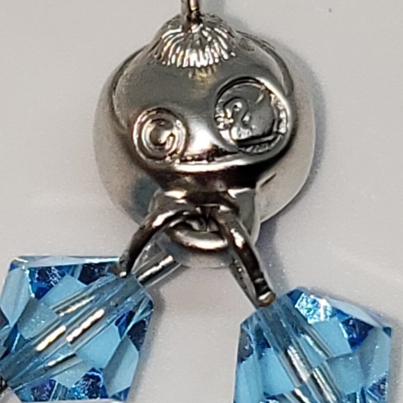 Swarovski Crystal Blue Chandelier Dangle Drop Silver Post Earrings - Picture 7 of 12